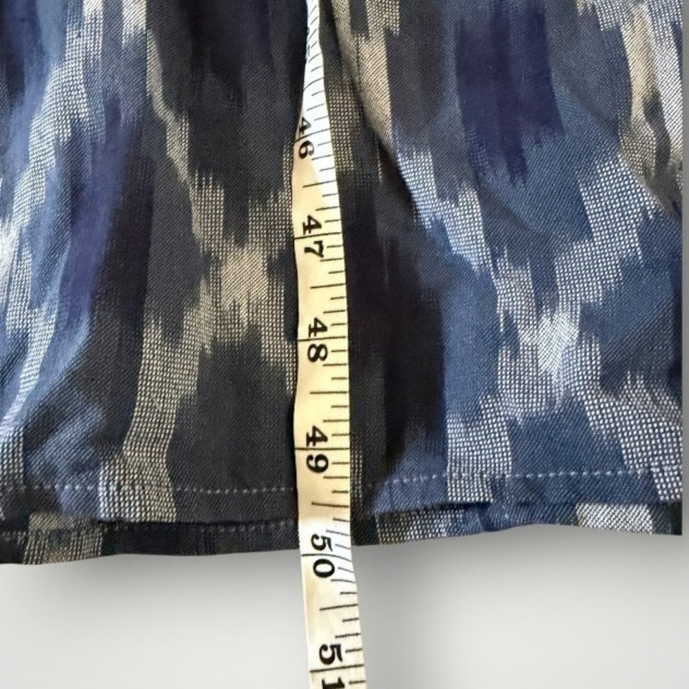 Pure Jill Maxi Dress Women Large Blue Ikat Diamond Sleeveless Lagenlook Coastal - Picture 4 of 8